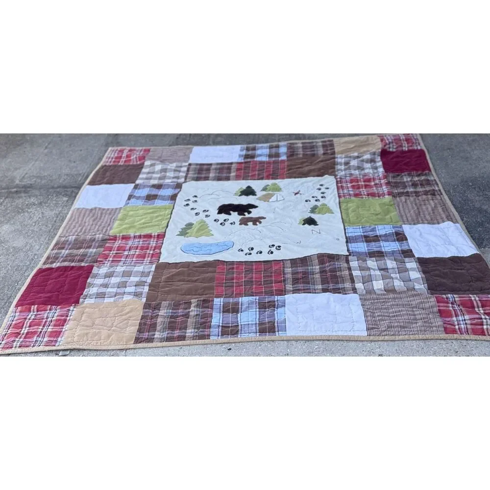 Woolrich Kids Big Bear Campground Quilt Full Queen 80x80 Pillow Sham Cabin